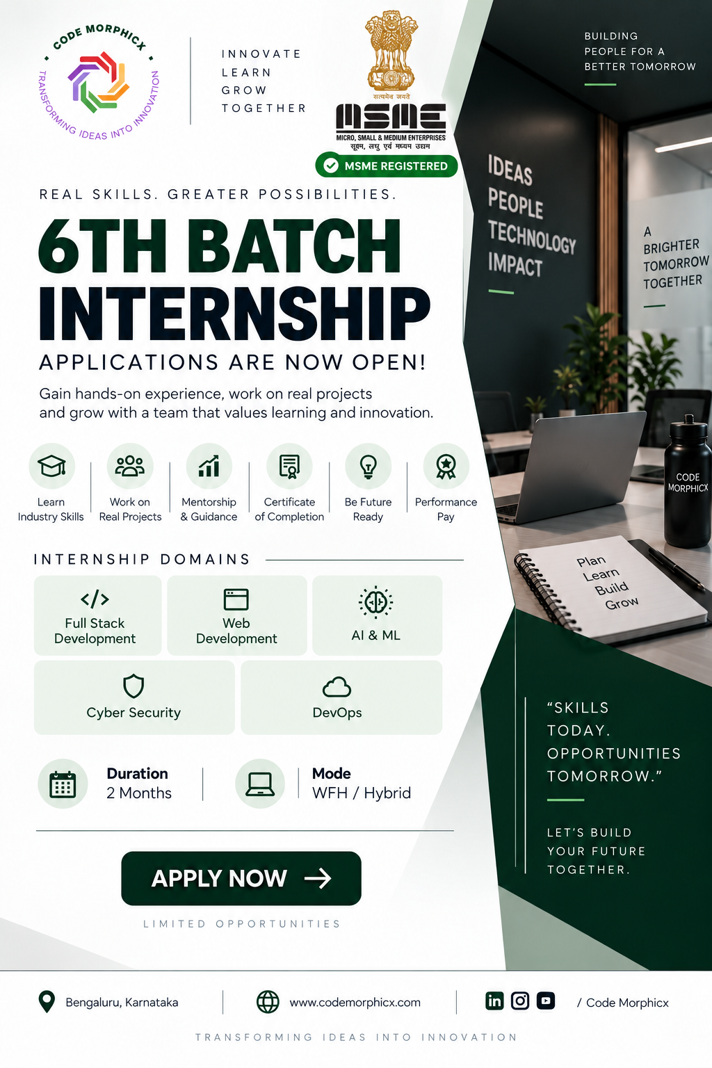 Code Morphicx 6th Batch Internship Applications Are Now Open